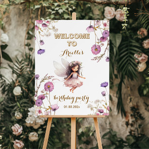 Lavender Fairy wildflower thank you Welcome Sign
