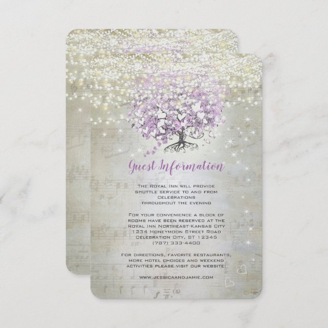 Lavender Fairytale Lights and Stars Wedding Invitation (Front/Back)