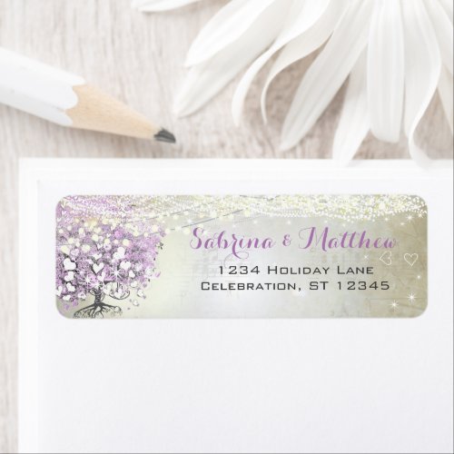 Lavender Fairytale Lights and Stars Wedding Label