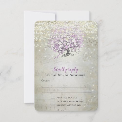 Lavender Fairytale Lights and Stars Wedding RSVP Card