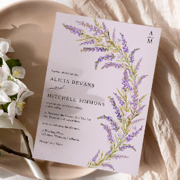 Lavender Fall autumn floral watercolor wedding  Invitation