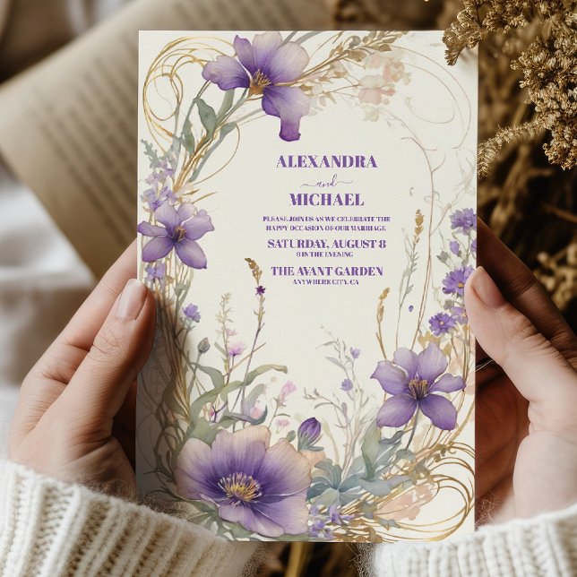 Lavender Fall autumn floral watercolor wedding  Invitation (Creator Uploaded)