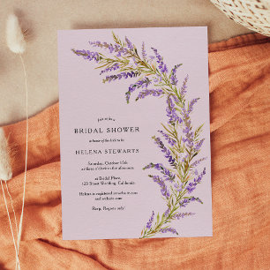 Lavender Fall floral watercolor bridal shower Invitation