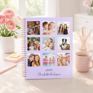Lavender family photo collage name script 2026 planner