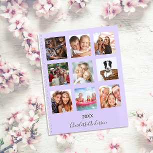 Lavender family photo collage name script 2026 planner