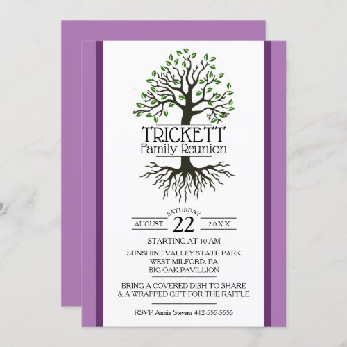 Lavender Family Tree Family Reunion Invitation