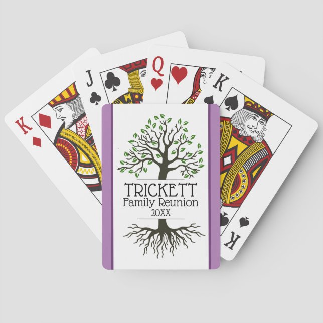 Lavender Family Tree Family Reunion Poker Cards (Back)