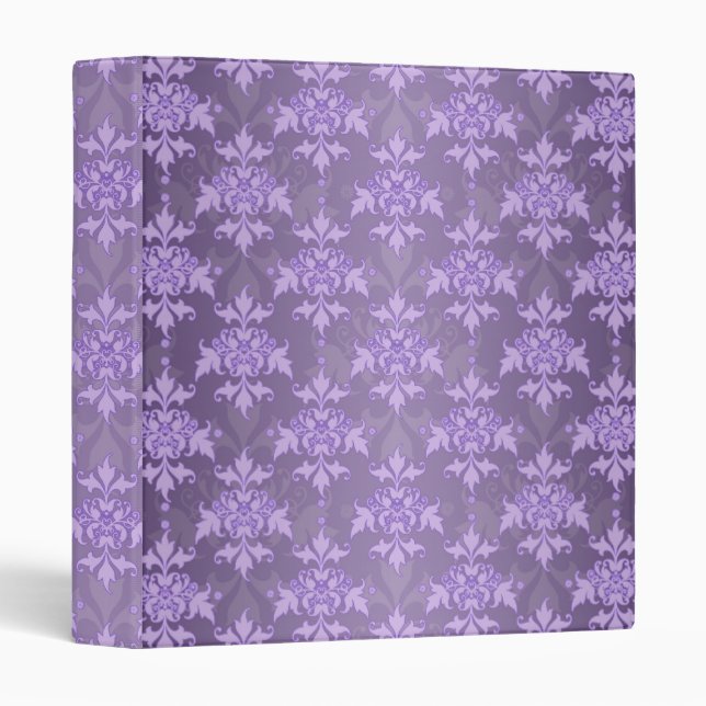 Lavender Fancy Damask 3 Ring Binder (Front/Spine)