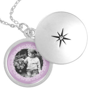 Lavender Fancy Photo Frame Locket Necklace