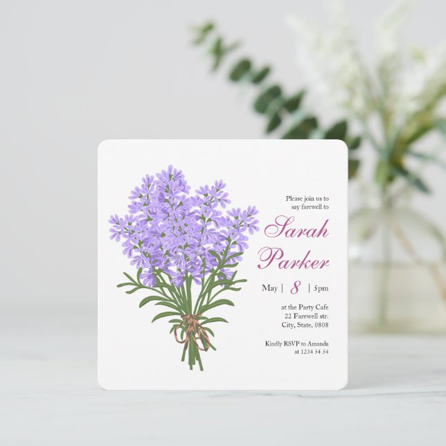 Lavender Farewell Party Square Invitation (Standing Front)