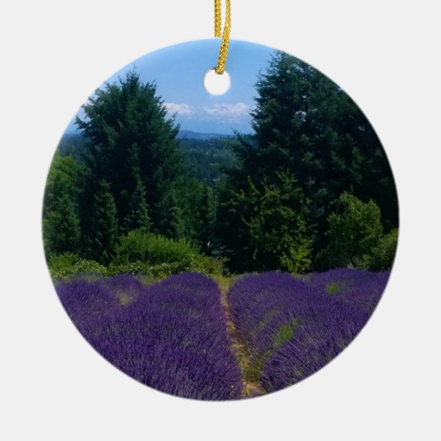 Lavender Farm Ceramic Ornament (Front)