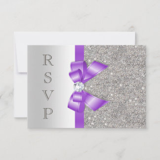 Lavender Faux Bow and Diamonds RSVP Card