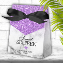 Lavender Faux Glitter/Marble Sweet 16 Favor Boxes