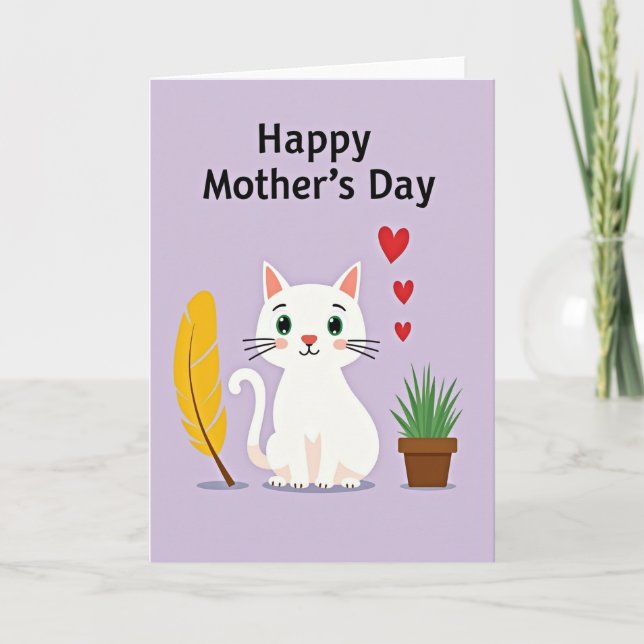 Lavender Feline Pattern Card (Front)