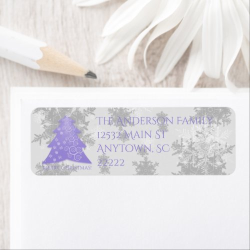 Lavender Festive Christmas Tree Address Labels