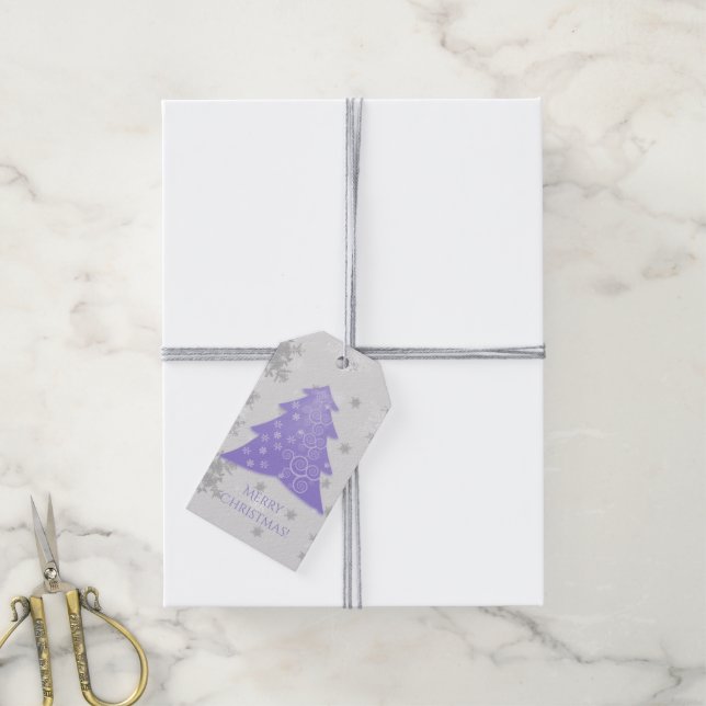 Lavender Festive Christmas Tree Gift Tag (With Twine)
