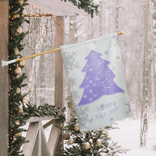 Lavender Festive Christmas Tree House Flag