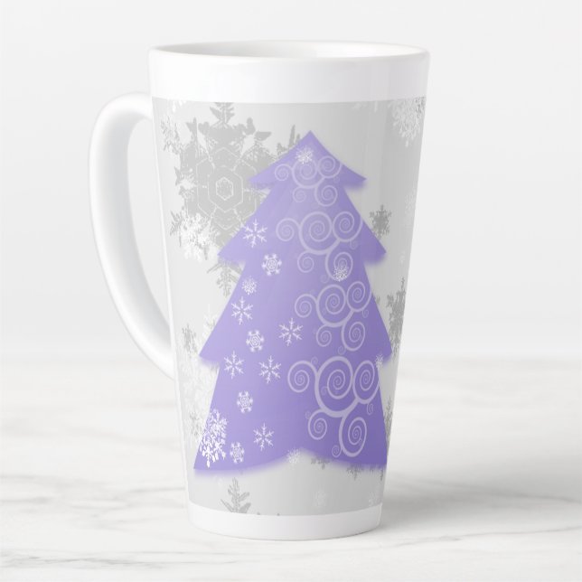Lavender Festive Christmas Tree Latte Mug (Left Angle)