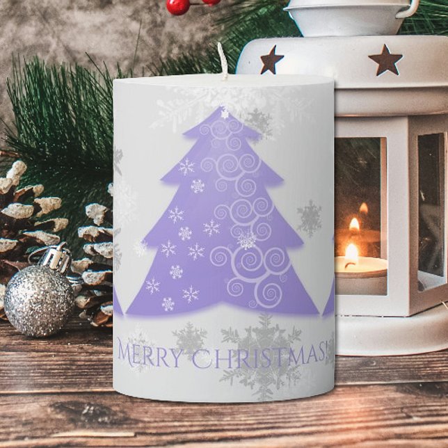 Lavender Festive Christmas Tree Pillar Candle (Lavender Festive Christmas Tree Pillar Candle)