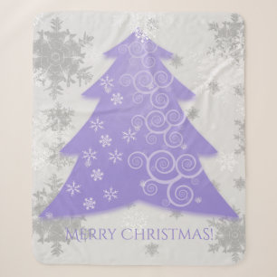 Lavender Festive Christmas Tree Sherpa Blanket