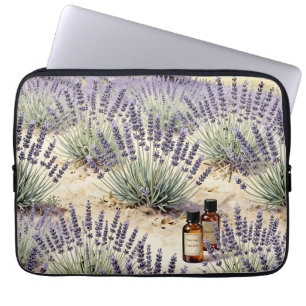 Lavender Field Essential Oil Watercolor Pattern Laptop Sleeve