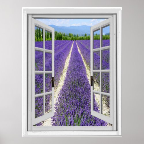 Lavender Field Fake Window View Poster