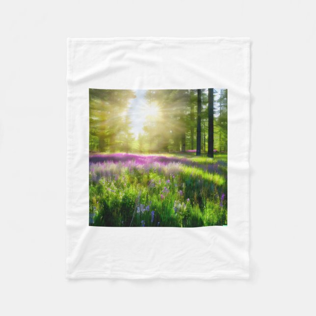 Lavender Field Fleece Blanket (Front)