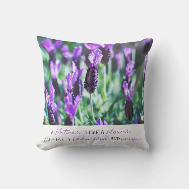 Lavender field floral mothers day purple flowers throw pillow (Front)
