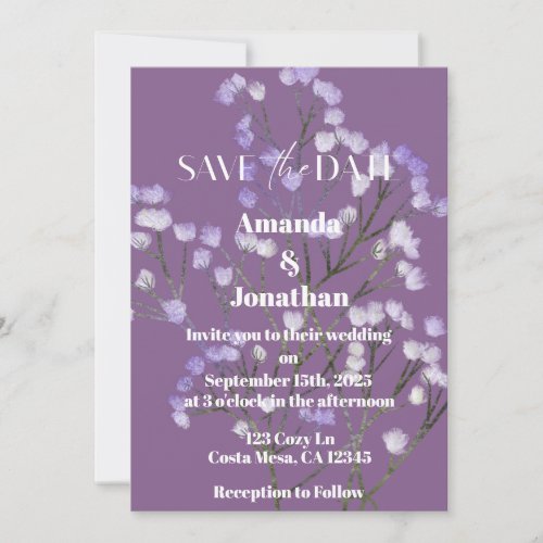 Lavender Field Flowers Wedding Save the Date Card