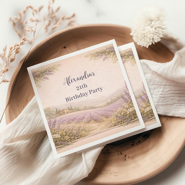 Lavender Field Garden Birthday Napkins (Creator Uploaded)