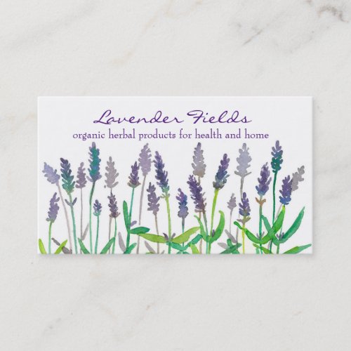 Lavender Field Herb Watercolor Flowers Business Card