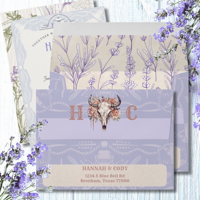 Lavender Field of Blue Wedding Invitation Envelope (Creator Uploaded)