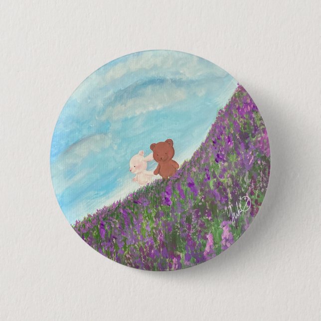 Lavender Field of Memories Button (Front)