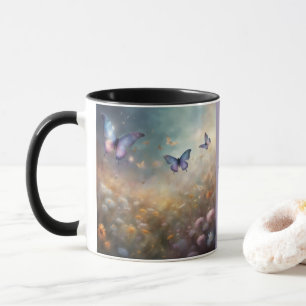 Lavender Field of Wildflowers and Butterflies Mug