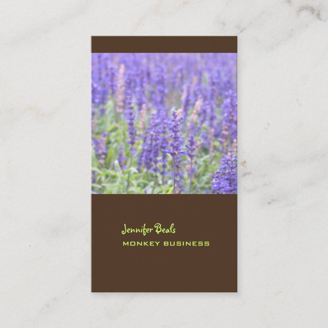 Lavender field photograph + chocolate business card (Front)