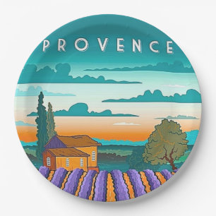 Lavender Field Provence France Paper Plates