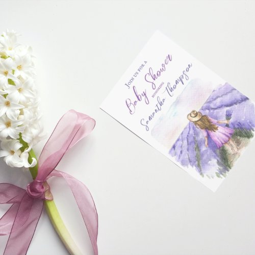 Lavender Field Purple Flower Provence Baby Shower Invitation