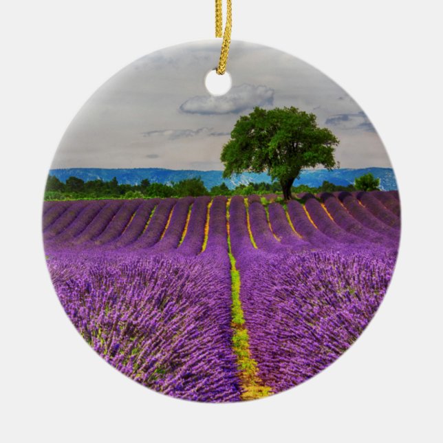 Lavender Field scenic, France Ceramic Ornament (Front)