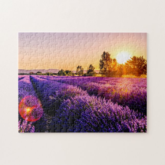 Lavender Field Sunset Jigsaw Puzzle For Adults (Horizontal)