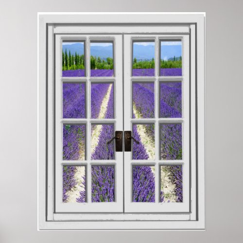Lavender Field View Fake Window Poster