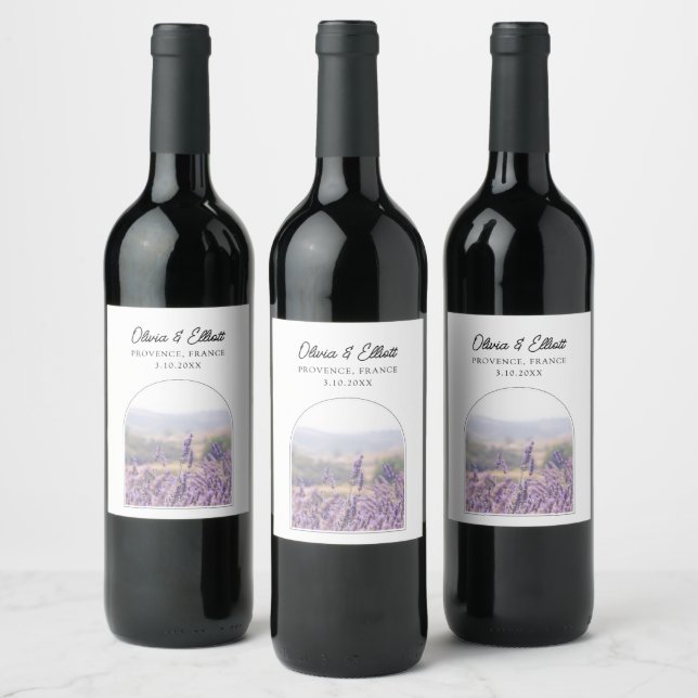 Lavender Field Wedding Favor Wine Label (Bottles)
