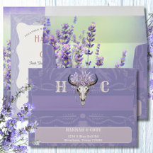Lavender Field Western Wedding Invitation Envelope