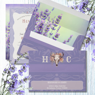 Lavender Field Western Wedding Invitation Envelope