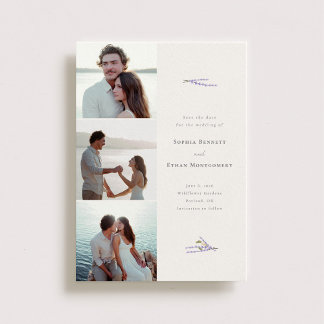 Lavender Fields 3 Photo Wedding Custom Save The Date