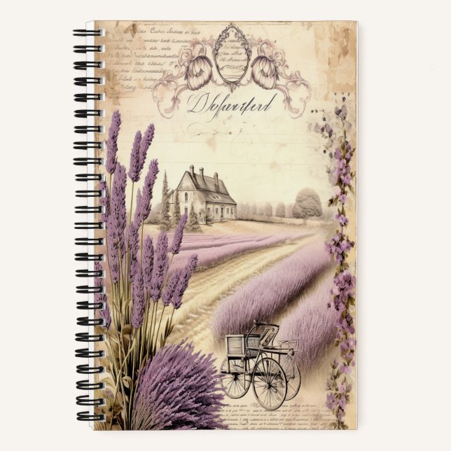 Lavender Fields 5.5" x 8.5" Spiral Notebook (Front)