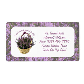Lavender Fields and Basket Teacher Info Labels