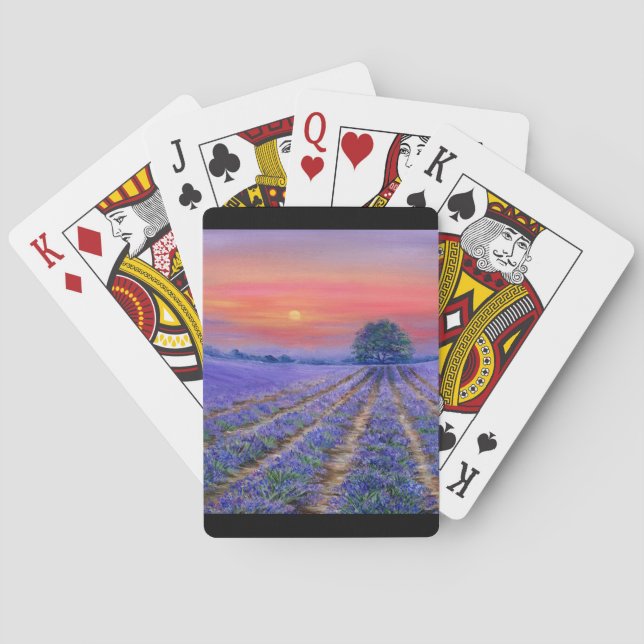 Lavender Fields at Sunset Poker Cards (Back)