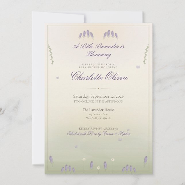 Lavender Fields Baby Shower Invitation (Front)