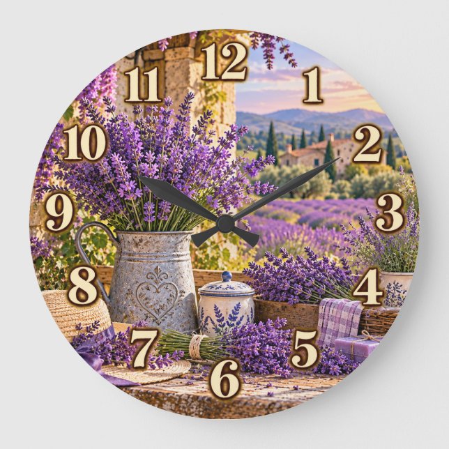Lavender Fields Country Garden Clock (Front)