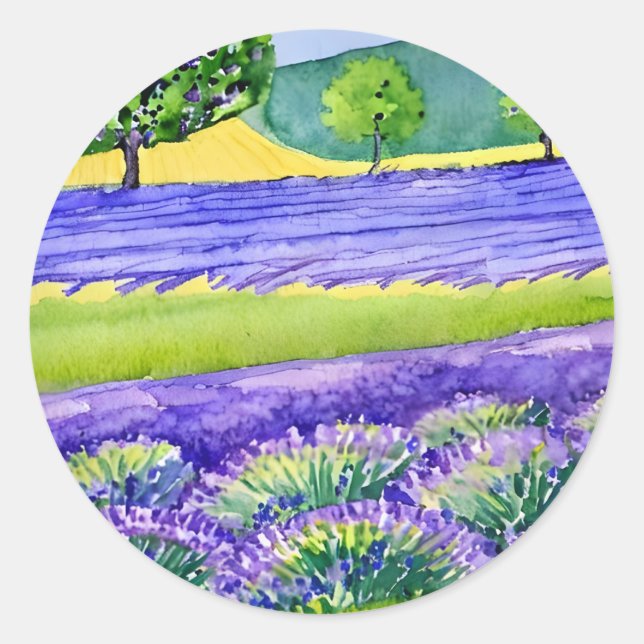 Lavender fields France  Classic Round Sticker (Front)